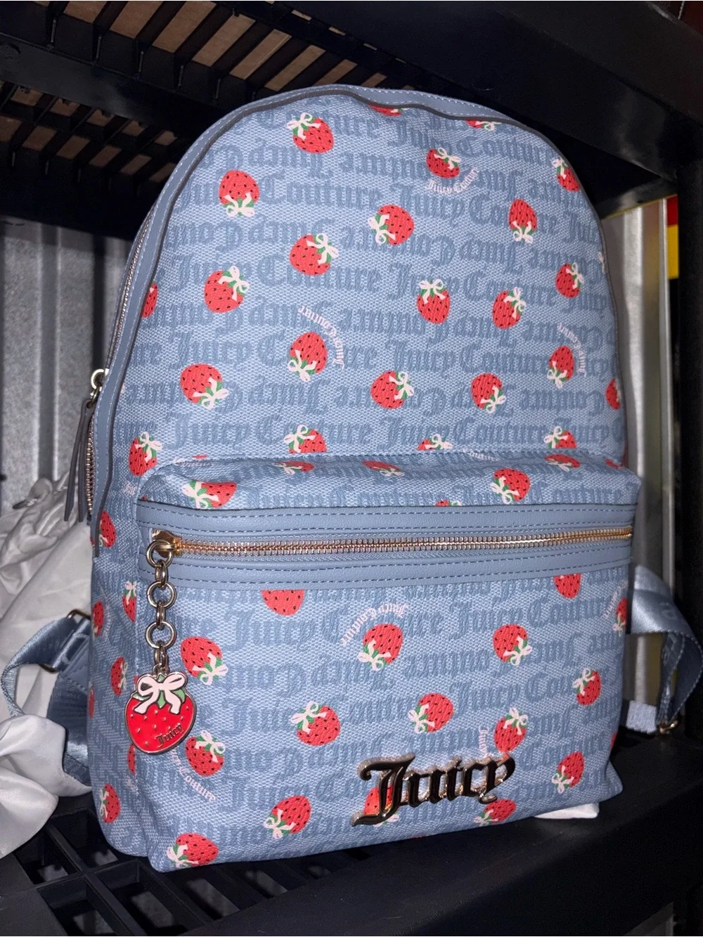 Juicy Couture Blue Strawberry Print Backpack